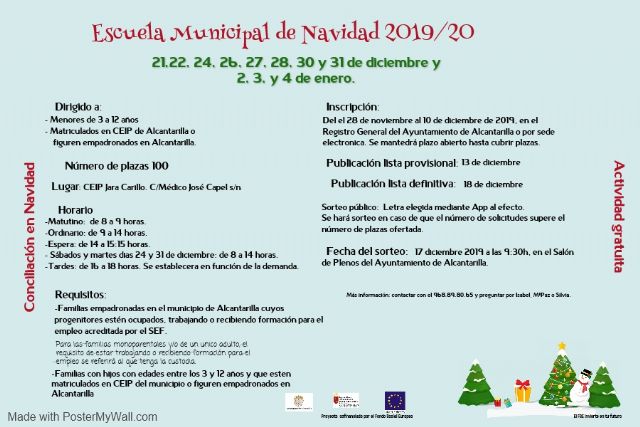 Mañana comienza el plazo de inscripción para la Escuela Municipal de Navidad - 1, Foto 1