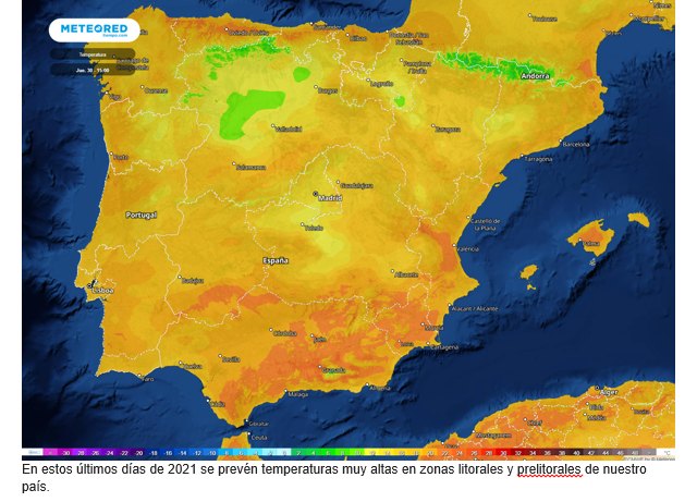 En estos últimos días de 2021 se prevén temperaturas muy altas en zonas litorales y prelitorales de nuestro país., Foto 1