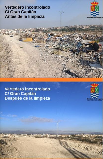 El Ayuntamiento de Molina de Segura lleva a cabo la limpieza de tres zonas de acumulación de basura dentro de su plan para acabar con los vertidos incontrolados - 1, Foto 1