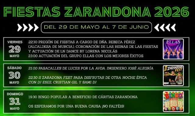 Zarandona se prepara para diez días de fiestas con música, tradición y actividades para todas las edades Zarandona se prepara para diez días de fiestas con música, tradición y actividades para todas las edades
