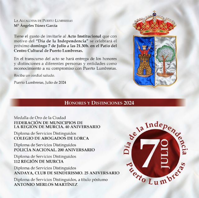 Puerto Lumbreras concede la Medalla de Oro de la Ciudad a la Federación de Municipios de la Región de Murcia en su 40° aniversario - 2, Foto 2