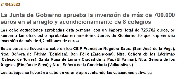 Ruiz: Nos alegramos de que al Partido Popular les gusten tanto las obras en colegios públicos impulsadas, aprobadas y adjudicadas por Serrano hasta el punto de querer hacer creer que son cosa del nuevo equipo de Gobierno - 2, Foto 2