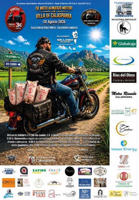 Calasparra celebra este domingo la IV edición del Motoalmuerzo Solidario 'Villa de Calasparra' Calasparra celebra este domingo la IV edición del Motoalmuerzo Solidario 'Villa de Calasparra'