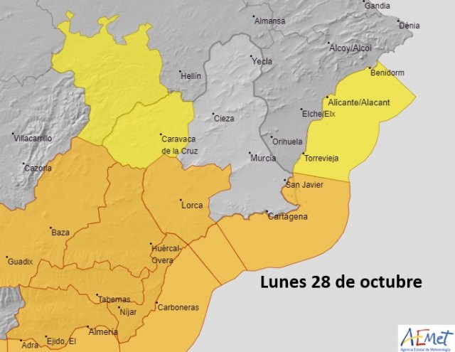 Las intensas lluvias afectarán a la Región de Murcia hasta el martes por la noche