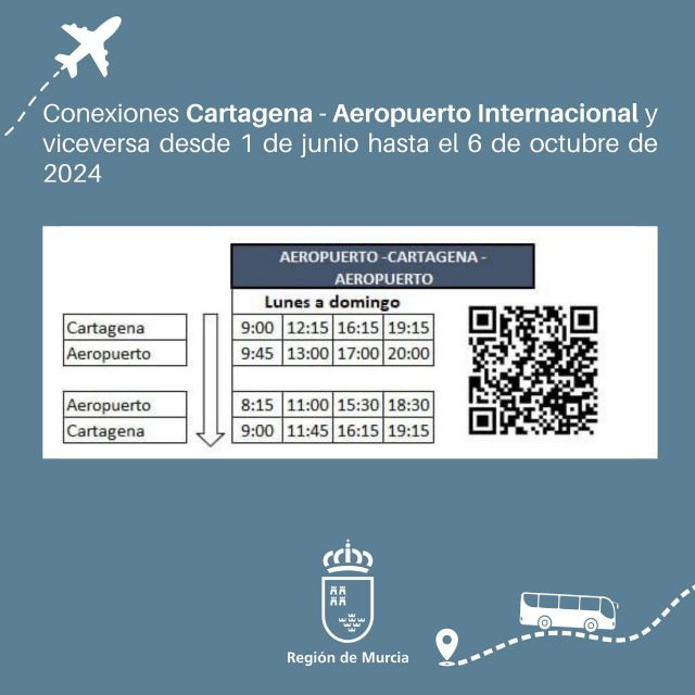 El servicio de autobuses desde el Aeropuerto Internacional a Murcia y Cartagena tendrá nuevo horario a partir del 1 de junio - 1, Foto 1