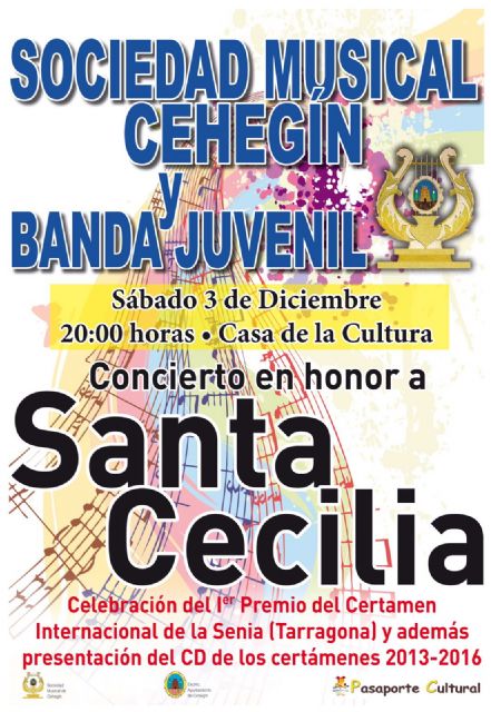 La Sociedad Musical de Cehegín celebra este sábado el concierto en Honor de Santa Cecilia 2016 - 1, Foto 1