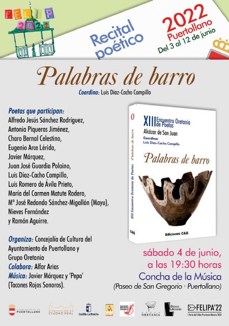 La Concha de la Música de Puertollano acogerá el recital Palabras de barro con motivo de la XXXIV Feria del Libro de Puertollano - 2, Foto 2