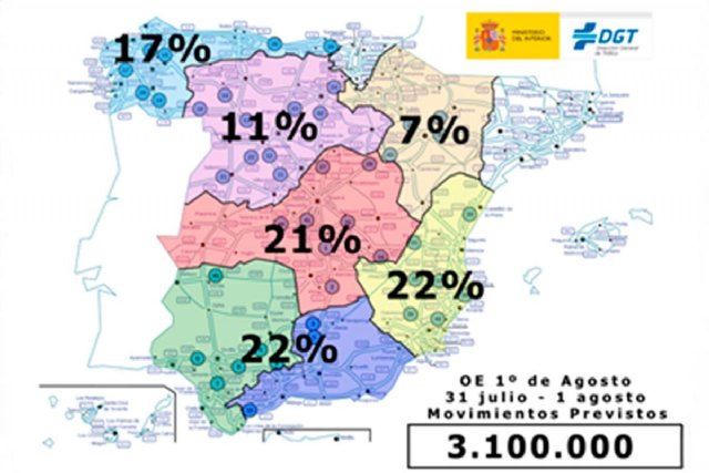 3,1 millones de desplazamientos por carretera previstos para los días 31 de julio y 1 de agosto - 1, Foto 1