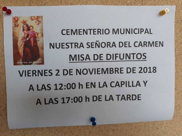 The Mass for the Dead is celebrated on November 2 at the Municipal Cemetery "Nuestra Seora del Carmen" of Totana