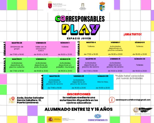 El Ayuntamiento de Puerto Lumbreras pone en marcha Corresponsables Play, un programa de actividades para jóvenes de entre 12 y 16 años - 1, Foto 1