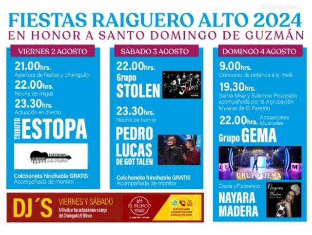 Las fiestas del Raiguero Alto se celebran este próximo fin de semana en honor a Santo Domingo de Guzmán - 2, Foto 2