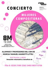 El Conservatorio Superior de Música de Murcia ´Manuel Massotti Littel´ conmemora el 8M con un concierto de música escrita exclusivamente por mujeres