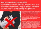 El PP de Calasparra no asiste a las citas para recibir informacin del Ayuntamiento y muestra una clara falta de compromiso y transparencia