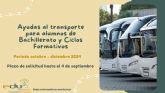 Abierto el plazo para solicitar las ayudas al transporte para alumnos de Bachillerato y Ciclos Formativos