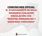 El Ayuntamiento de Mula desmiente cualquier vinculación con “Revistas Emergencias y Seguridad Ciudadana” El Ayuntamiento de Mula desmiente cualquier vinculación con “Revistas Emergencias y Seguridad Ciudadana”