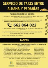 Servicio de taxis entre Alhama de Murcia y las pedanas
