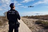 Los drones de la Polica Local de Cartagena participan en la bsqueda de un joven en el Mar Menor