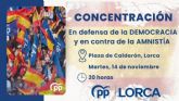 El PP de Lorca convoca una concentración el próximo 14 de noviembre en defensa de la democracia y en contra de la ley de amnistía