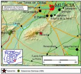 Movimiento sísmico de magnitud 2,8 en las proximidades de Corvera, término municipal de Murcia