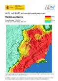 El nivel de riesgo de incendio forestal previsto para hoy por la Agencia Estatal de Meteorologa es muy alto o extremo en casi toda la Regin de Murcia