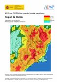 El nivel de riesgo de incendio forestal previsto para hoy martes, 27 de junio, es muy alto en casi toda la Región