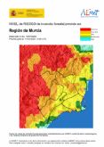 El nivel de riesgo de incendio forestal previsto para hoy lunes, 17 de julio, es muy alto o extremo en la mayor parte de la Región