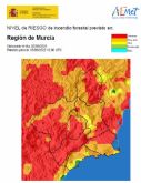 Riesgo de incendio forestal muy alto o extremo en la mayor parte de la Región de Murcia