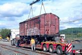 Traslado a talleres del histrico furgn del Estado WSF-2, con la Fundacin del Patrimonio Ferroviario