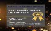 Aspain 11 recibe el premio al mejor Family Office a nivel internacional