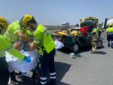 Trasladado al hospital a dos heridos en accidente de trfico ocurrido en la autova A-7, en Lorca