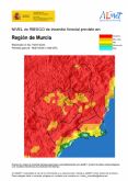 El nivel de riesgo de incendio forestal previsto para hoy lunes, 15 de julio, es EXTREMO en casi toda la Región