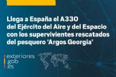 Llega a España el A330 del Ejército del Aire y del Espacio con los supervivientes rescatados del pesquero ´Argos Georgia´