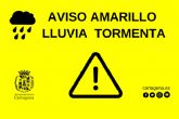 Aviso amarillo por lluvia y tormenta este sábado en Cartagena Aviso amarillo por lluvia y tormenta este sábado en Cartagena