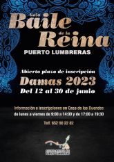 Abierto el plazo de inscripcin para las damas del Baile de la Reina 2023 de Puerto Lumbreras