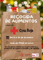 Juventudes Socialistas y el PSOE de Lorca inician una campaña de recogida de alimentos en colaboración con Cruz Roja