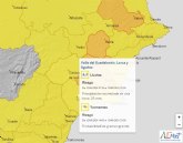 Las fuertes tormentas descargan en el Valle del Guadalentn, que se ha mantenido en aviso amarillo desde las 7 de la manana