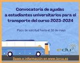 El Ayuntamiento convoca ayudas al transporte público para estudiantes lorquinos que se desplacen a universidades de la Región