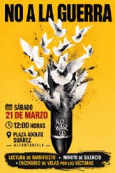 La ciudadanía de Alcantarilla podrá alzar la voz por la paz con una concentración que grite 'No a la guerra' La ciudadanía de Alcantarilla podrá alzar la voz por la paz con una concentración que grite 'No a la guerra'
