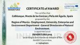 La Comunidad obtiene la etiqueta Inheritura para el Parque Regional de Calblanque como área de turismo sostenible y protector del patrimonio natural