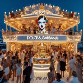 Dolce&gabbana y grupo mosh unidos en el exclusivo dg martiniR de la marca italiana de moda en puerto bans para celebrar su primera fiesta de puesta de sol