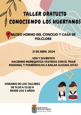 La Concejalía de Turismo organiza el taller Conociendo a los huertanos el domingo 21 de abril en el Museo Horno del Concejo y Casa del Folclore de Molina de Segura