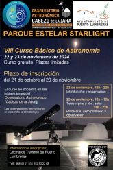 El Observatorio Astronómico ‘Cabezo de la Jara’ acoge el ‘VIII Curso de Iniciación a la Astronomía’ los días 22 y 23 de noviembre