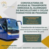 Los estudiantes lorquinos de bachillerato y ciclos formativos pueden acceder desde hoy a las ayudas al transporte