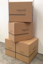 Vayoil textil utiliza cajas de carton 100% reciclado y reciclable  para el envio de su productos