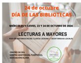 La Red de Bibliotecas de Puerto Lumbreras celebra su da acercando la lectura a los mayores de municipio los das 23 y 24 de octubre