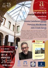 El doctor Vicente Castellanos impartirá una conferencia en el Convento de La Merced por el centenario de la Unión Patriótica