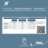 Amplían el horario del servicio de autobuses que conectan el Aeropuerto con Murcia y Cartagena