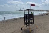 Prohibido el baño hoy domingo en las playas mediterráneas de La Manga y la de Levante de Cabo de Palos