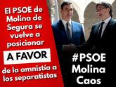 El PSOE de Molina de Segura vuelve a posicionarse a favor de la amnistía de Pedro Sánchez a los independentistas