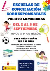 El Ayuntamiento de Puerto Lumbreras abre el plazo de inscripcin para las Escuelas de Conciliacin que tendrn lugar del 2 al 6 de septiembre